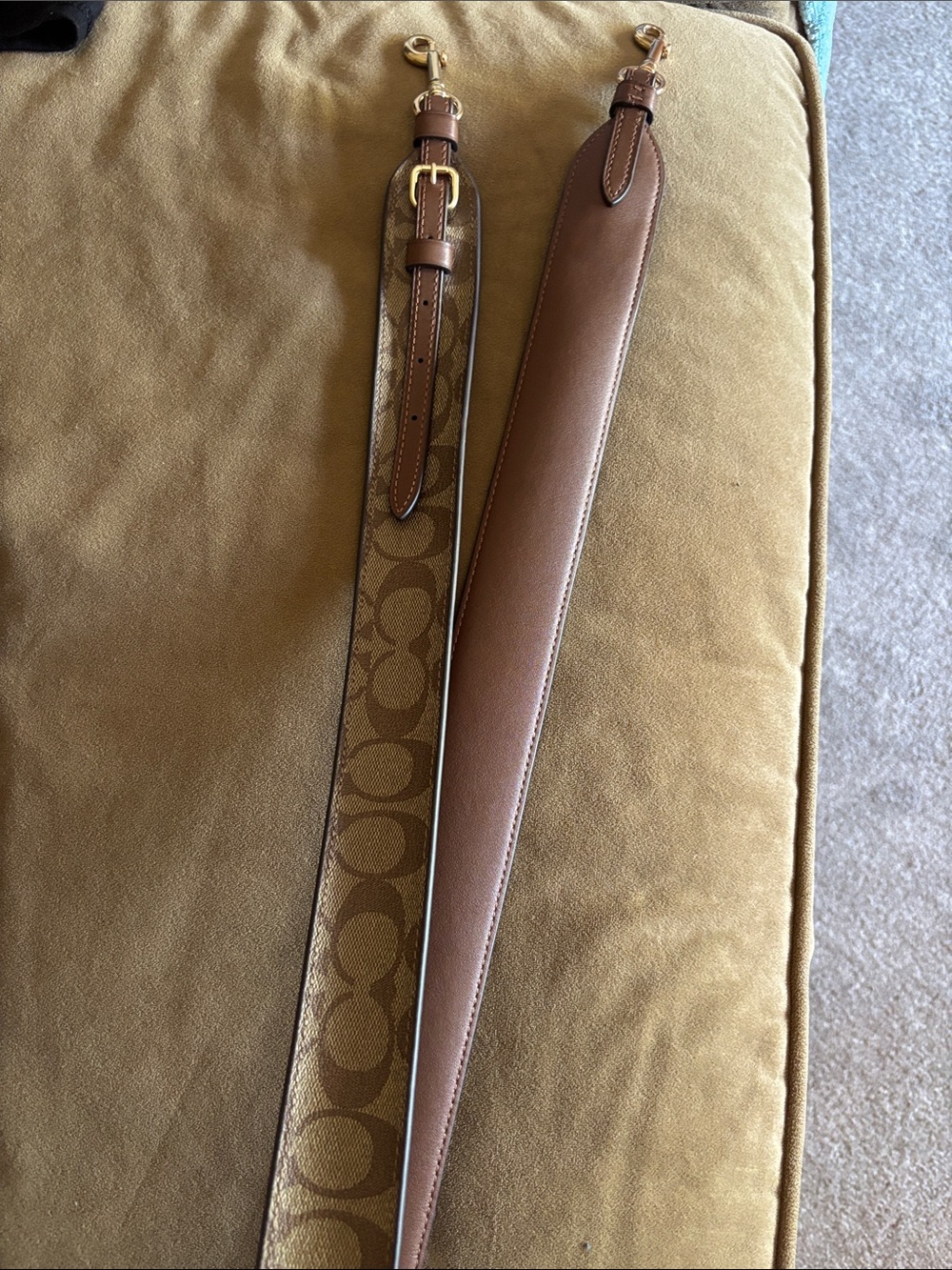 Coach Brown Signature Canvas and Leather Shoulder Strap with Gold Hardware